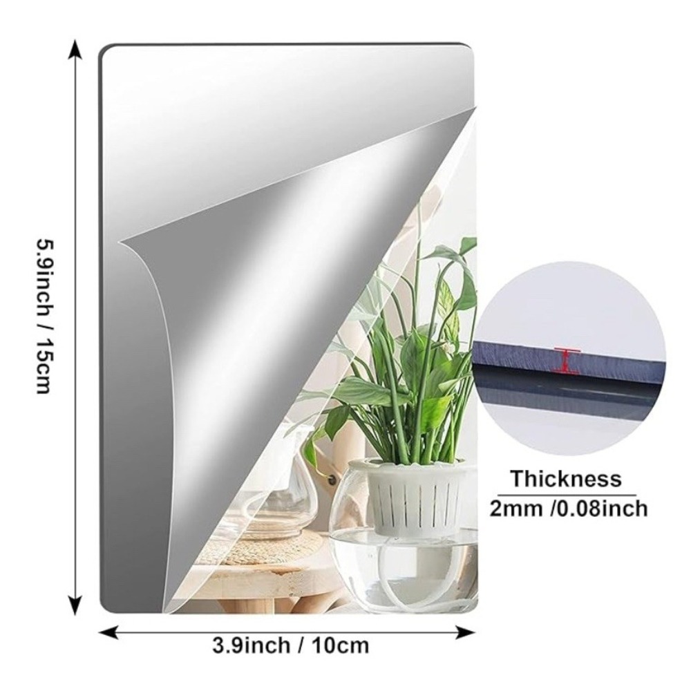 JUNEBRUSHS 4 Pack Self Adhesive Acrylic Mirror, 4 x 6 Inches